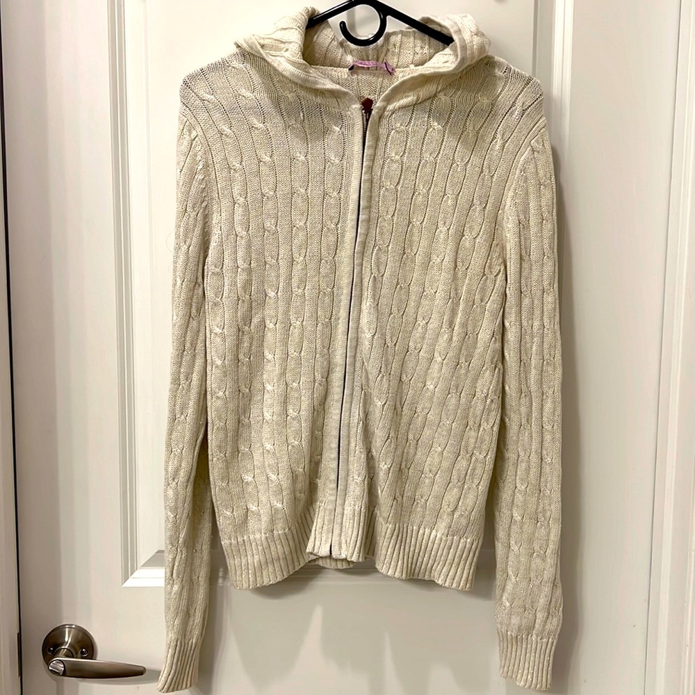 NWOT Calypso Celle white cotton/cashmere cardigan L